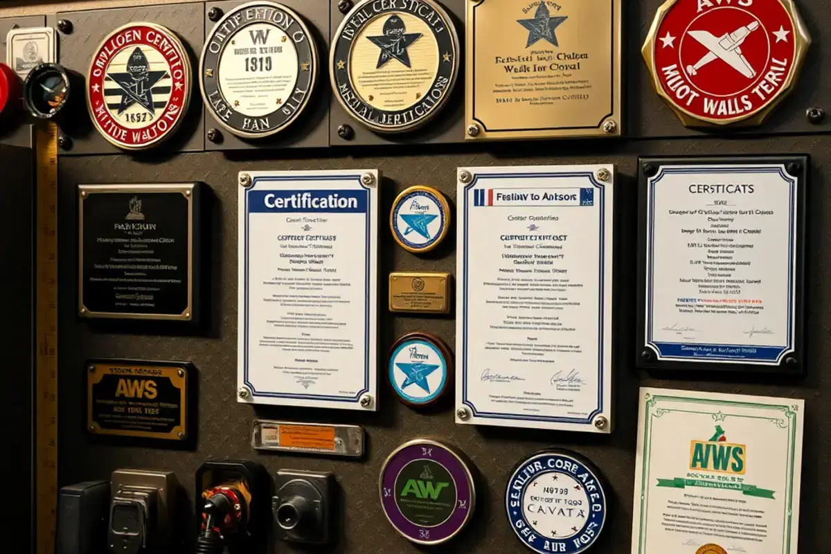 Mc Cullough Welding certifications and qualifications displayed